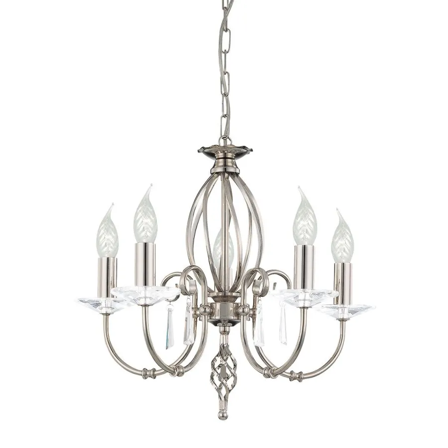 Elstead Lighting Żyrandole|Lampy Do Salonu, Oświetlenie Salonu<Aegean Polished Nickel - - lampa wisząca 5-ramienna