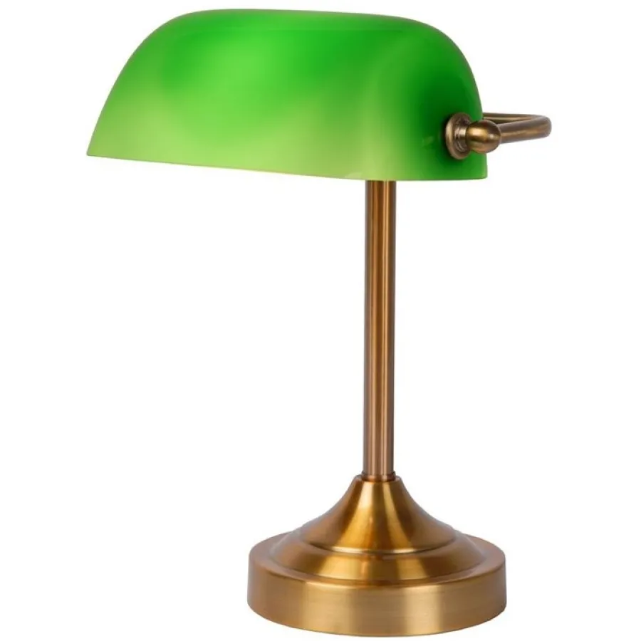 Lucide Lampki Na Biurko, Oświetlenie Biurkowe|Lampy Do Salonu, Oświetlenie Salonu<Banker H30 brąz zielony - - lampa biurkowa brąz zielonyNapięcie: 230V