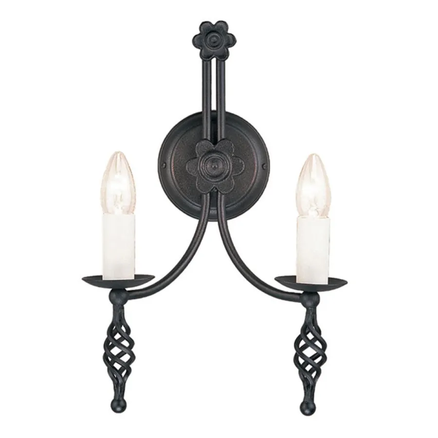 Elstead Lighting Kinkiety I Lampy Na Ścianę|Kinkiety Klasyczne<Belfry Black - - kinkiet podwójny