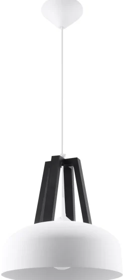 SOLLUX LIGHTING Nowoczesne Lampy Wiszące|Lampy Drewniane<Lampa Wisząca CASCO Biała/Czarne Drewno - Sollux Biały, Czarny