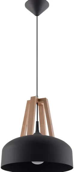 SOLLUX LIGHTING Żyrandole|Lampy Do Salonu, Oświetlenie Salonu<Lampa Wisząca CASCO Czarna/Naturalne Drewno - Sollux Czarny, Naturalne drewno