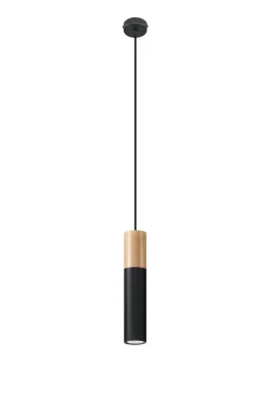 SOLLUX LIGHTING Lampy Do Kuchni, Oświetlenie Kuchenne|Lampy Wiszące Nad Ladę Kuchenną<Lampa wisząca PABLO czarna - Sollux Czarny, naturalne drewno