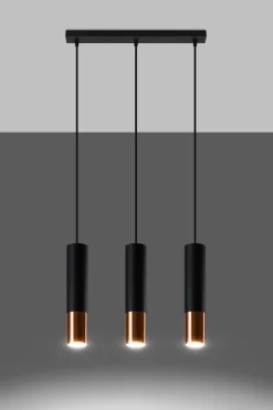 SOLLUX LIGHTING Żyrandole|Lampy Do Jadalni<Loopez 3L Czarny/Miedź - - lampa wisząca