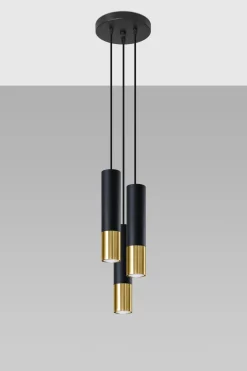 SOLLUX LIGHTING Żyrandole|Nowoczesne Lampy Wiszące<Loopez 3P Czarny/Złoty - - lampa wisząca
