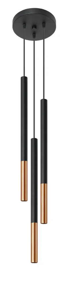 SOLLUX LIGHTING Żyrandole|Nowoczesne Lampy Wiszące<Mozaica 3P Czarny/Miedź - - lampa wisząca