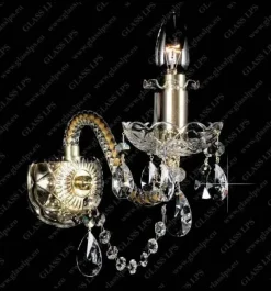 Glass LPS Kinkiety Stylowe|Kinkiety Kryształowe<N21 009/01/1-A; GOLD, lip. - - kinkiet kryształowy