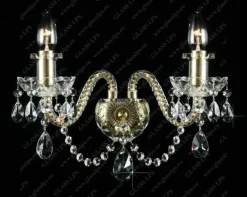 Glass LPS Kinkiety Stylowe|Kinkiety Kryształowe<N21 009/02/1-A; GOLD, lip. - - kinkiet kryształowy