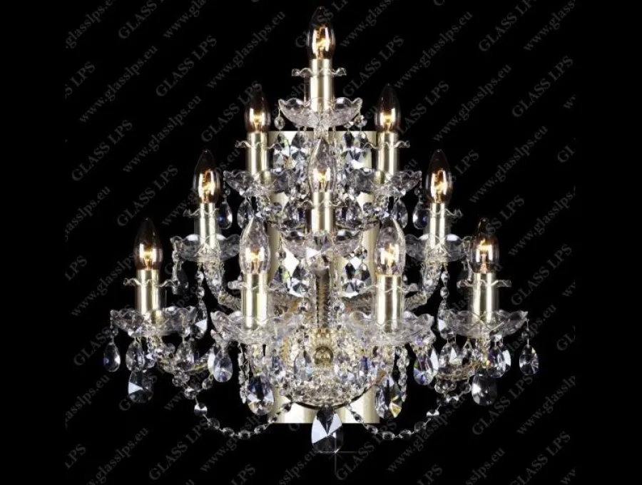 Glass LPS Kinkiety Stylowe|Kinkiety Kryształowe<N21 009/10/1-A; GOLD, lip. - - kinkiet kryształowy