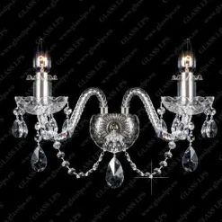 Glass LPS Kinkiety Stylowe|Kinkiety Kryształowe<N21 009/02/1-A; SILVER, lip. - - kinkiet kryształowy