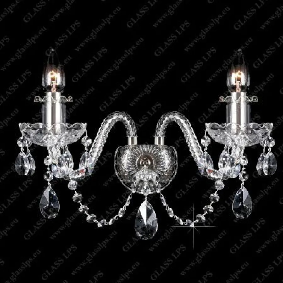 Glass LPS Kinkiety Stylowe|Kinkiety Kryształowe<N21 009/02/1-A; SILVER, lip. - - kinkiet kryształowy