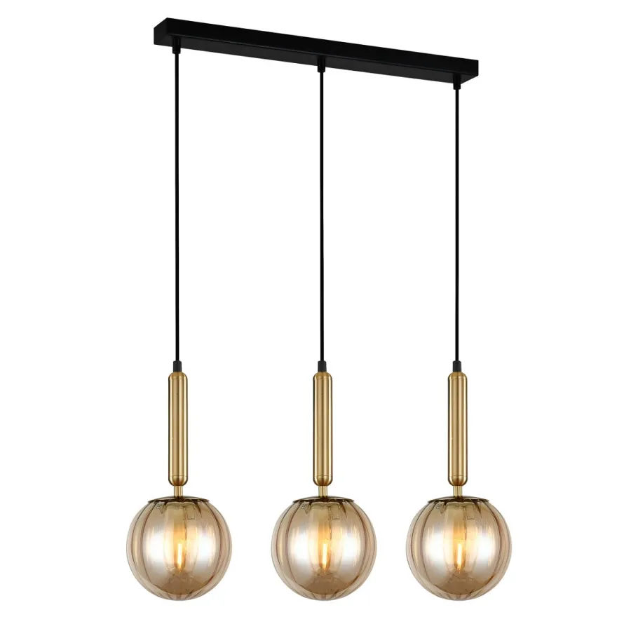 Italux Żyrandole<Ravena III gold/amber - - lampa wisząca nowoczesna