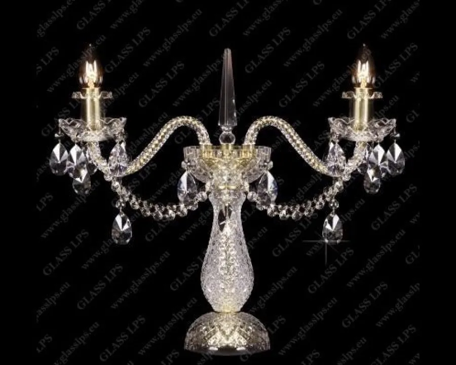 Glass LPS Lampy Biurkowe Stylowe|Lampy Biurkowe Kryształowe<S31 009/02/1-A; GOLD, lip. - - kryształowa lampa biurkowa