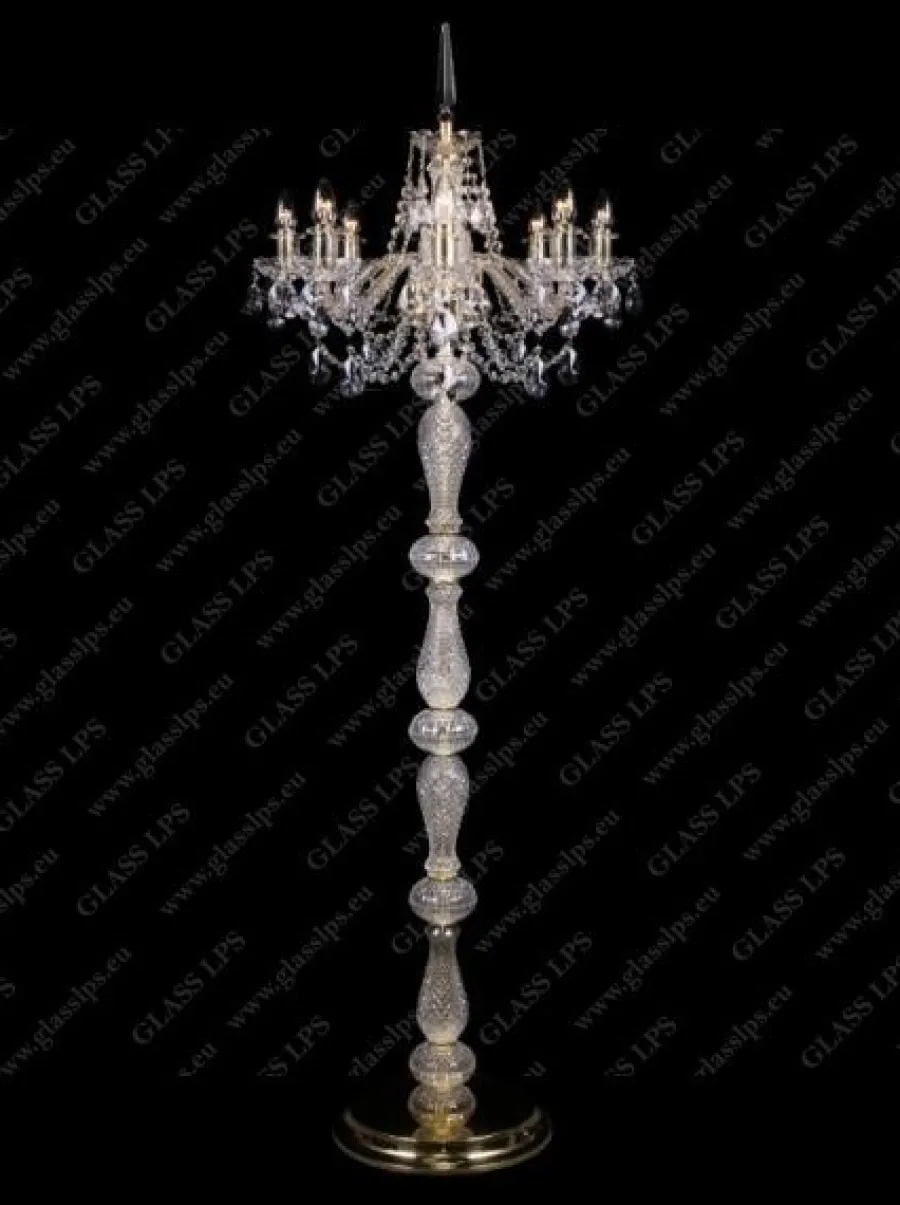Glass LPS Lampy Stojące I Podłogowe|Stylowe Lampy Podłogowe<S41 009/08/1-A; GOLD, lip. - - lampa stojąca kryształowa