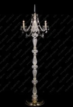 Glass LPS Lampy Stojące I Podłogowe|Stylowe Lampy Podłogowe<S41 009/03/1-A; GOLD, lip. - - lampa stojąca kryształowa
