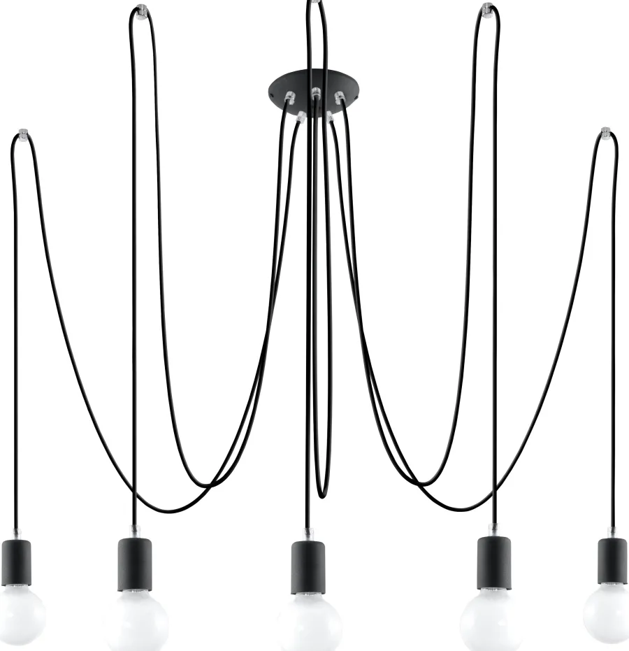 SOLLUX LIGHTING Żyrandole|Lampy Do Jadalni<Żyrandol EDISON 5 Czarny pająk - Sollux