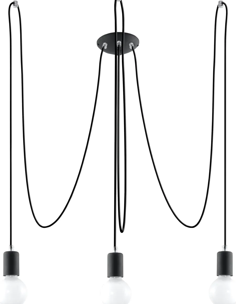 SOLLUX LIGHTING Żyrandole|Lampy Do Sypialni, Oświetlenie Do Sypialni<Żyrandol EDISON 3 pająk - Sollux Czarny