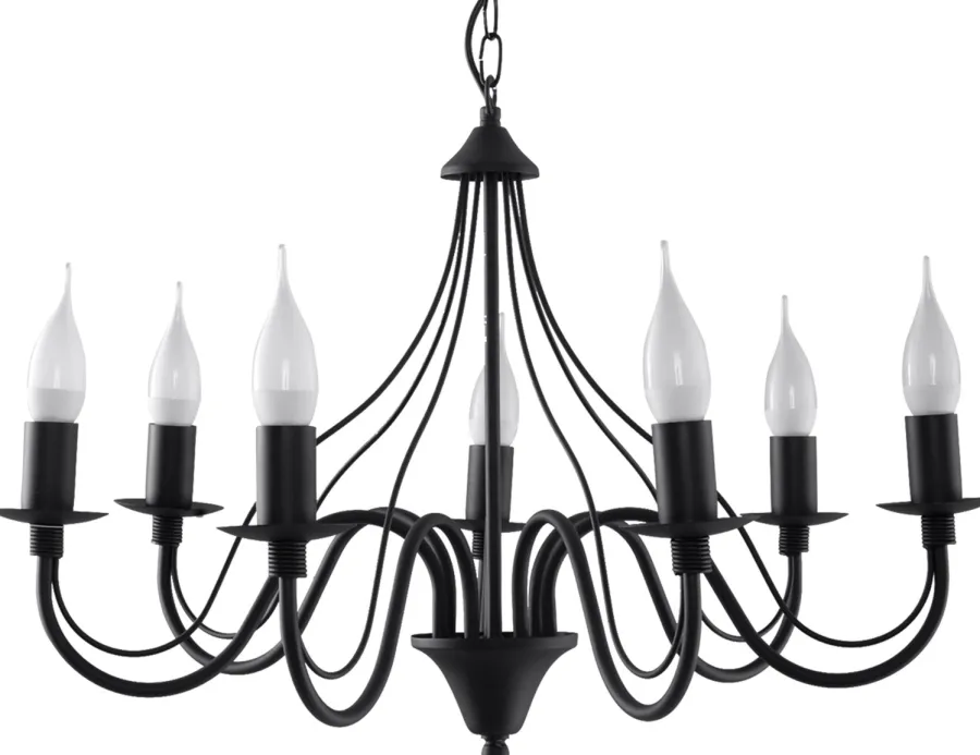 SOLLUX LIGHTING Żyrandole|Lampy Do Sypialni, Oświetlenie Do Sypialni<Żyrandol MINERWA 7 - Sollux Czarny
